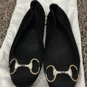 Elegant Black Flats with Gold Accents